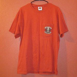 Harley Davidson Shirt Men Large Orange Black Front Pocket Dealership Shirt